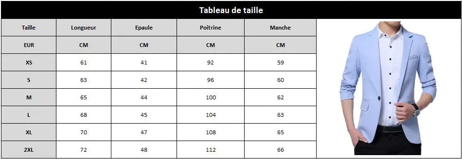 Blazer homme luxe taille