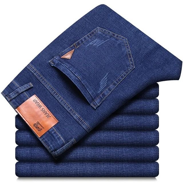 Jean Homme Slim Stretch Décontracté - Coupe Droite, Taille Haute, élastique, Confortable Et Polyvalent