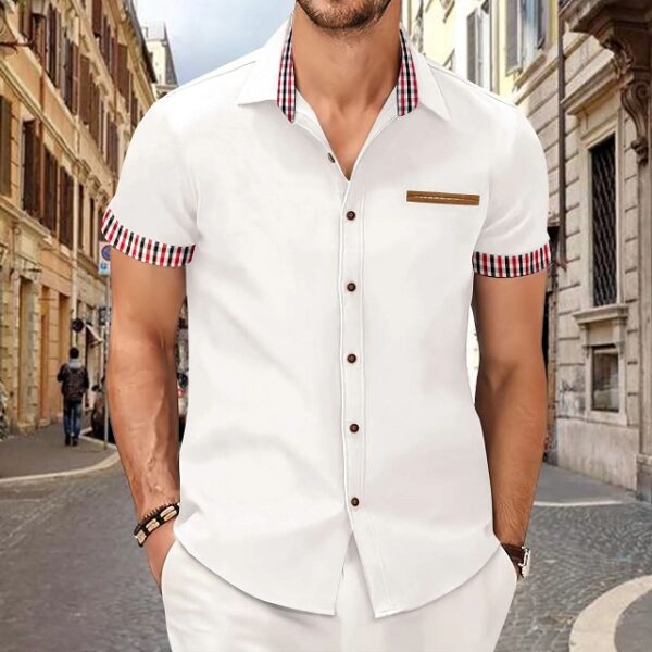 Chemise à carreaux à manches courtes pour homme