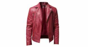 Veste en cuir rouge homme 2025